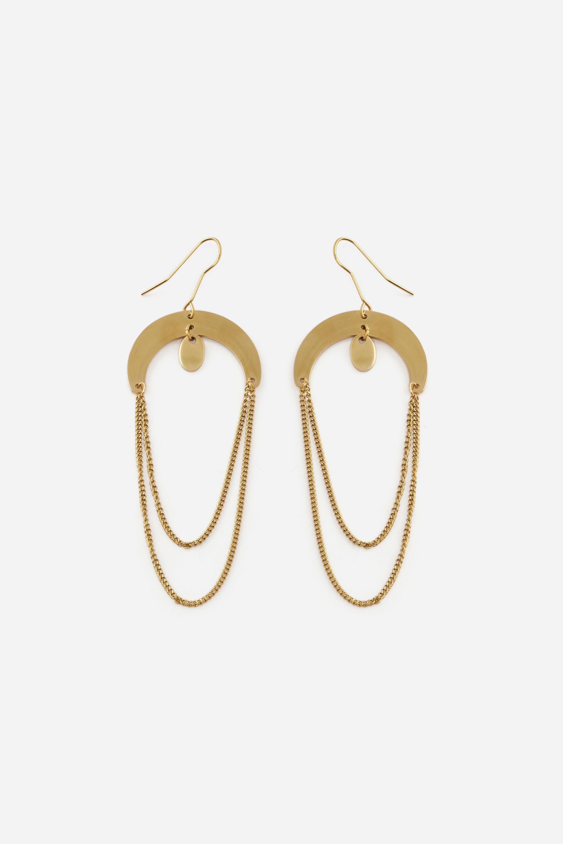 Gold Layered Chain Earrings, , image 1