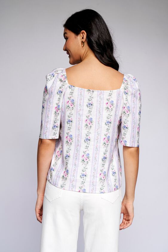 5 - White Floral Straight Top, image 5