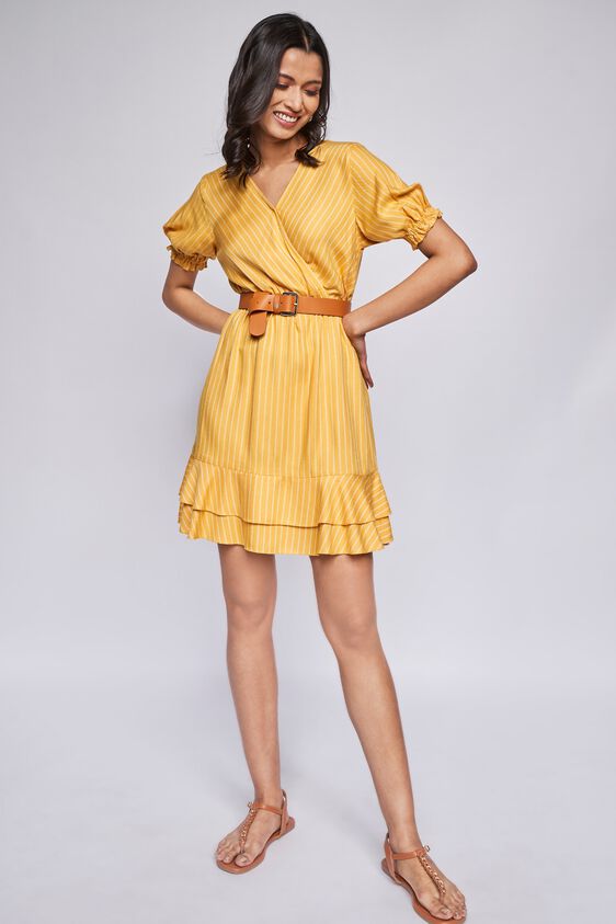 Yellow Stripes Flounce Dress, , image 5