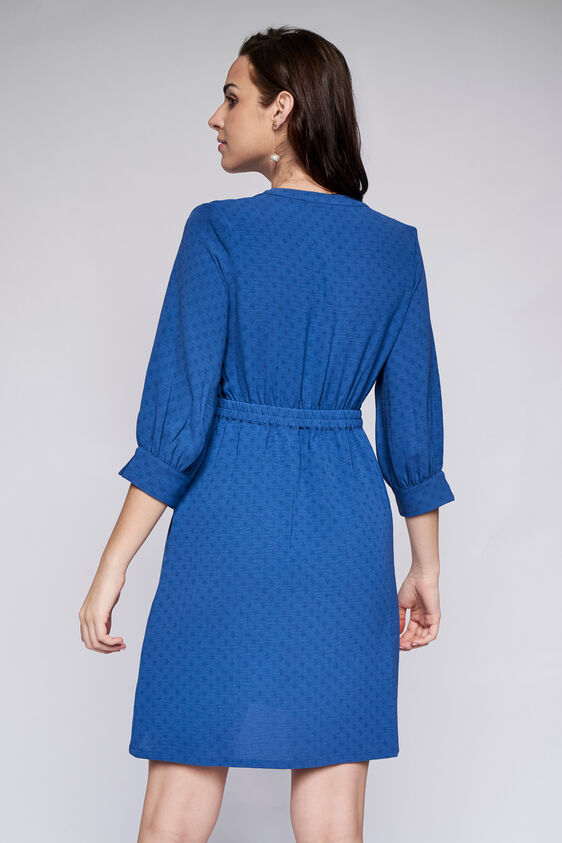 Blue Self Design Straight Dress, Blue, image 5