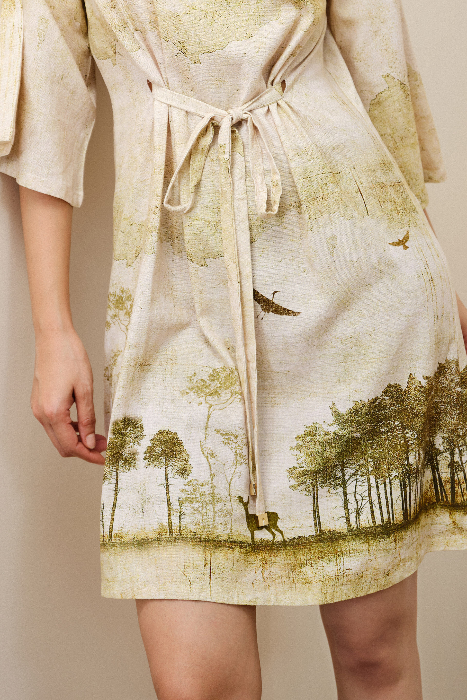 Safari Day Linen Dress, Green, image 5