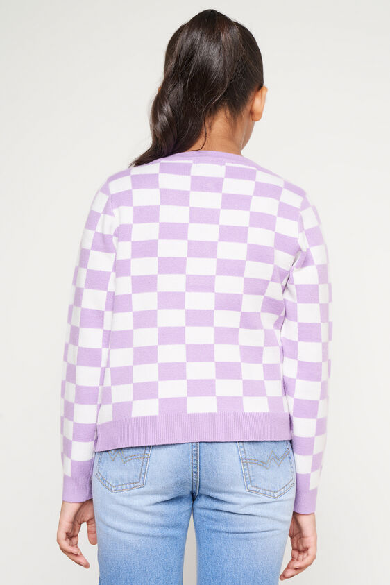 Checks Straight Cardigan, Lilac, image 2
