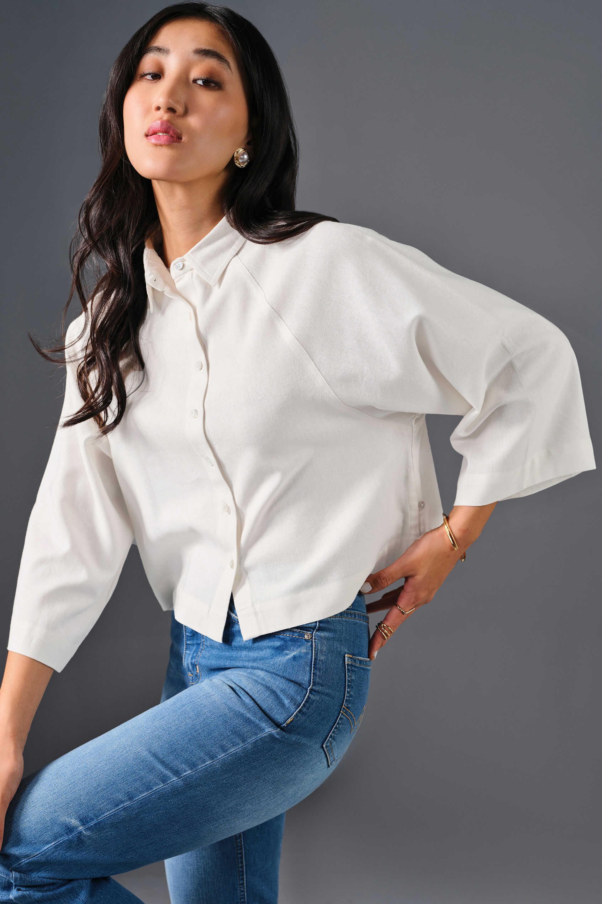 White viscose shirt womens hot sale