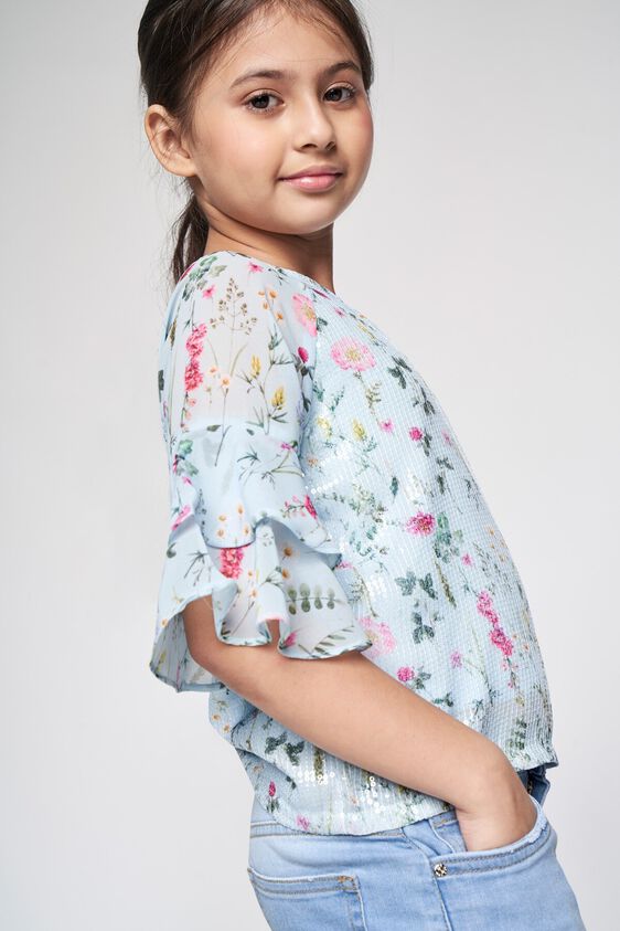 2 - Powder Blue Floral Straight Top, image 2