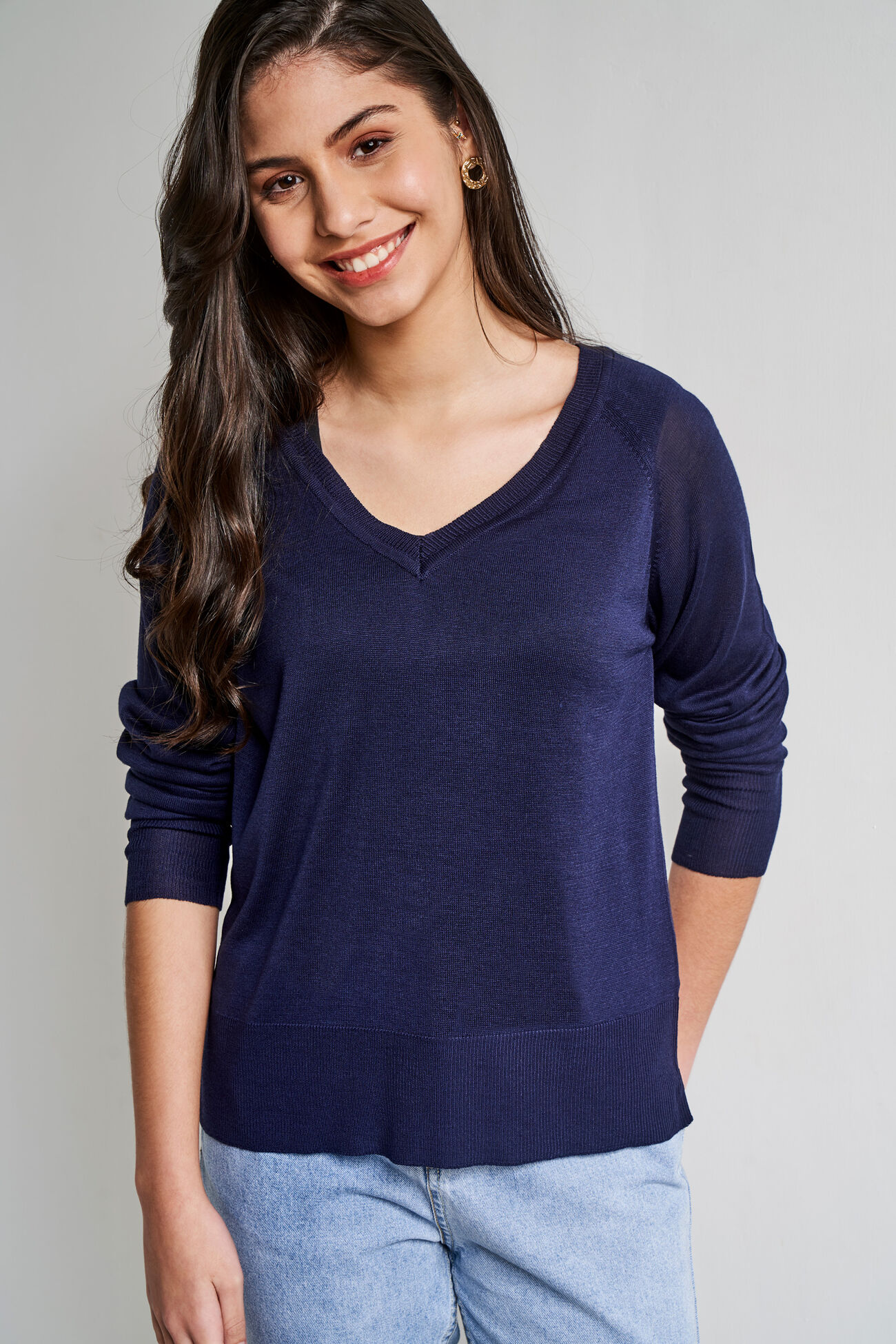 Solid Straight Top, Indigo, image 3