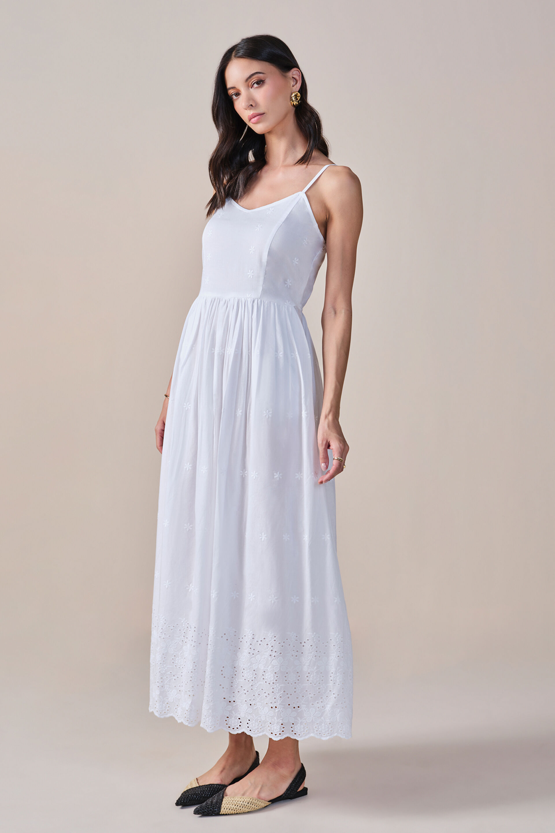 Bloomingale Cotton Dress, White, image 3