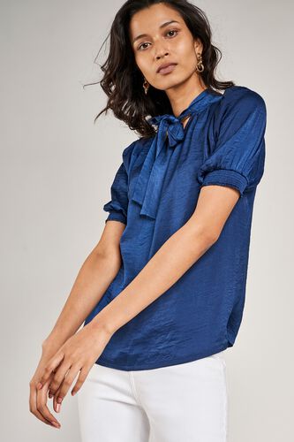 5 - Navy Blue Solid Tie-Up Top, image 5