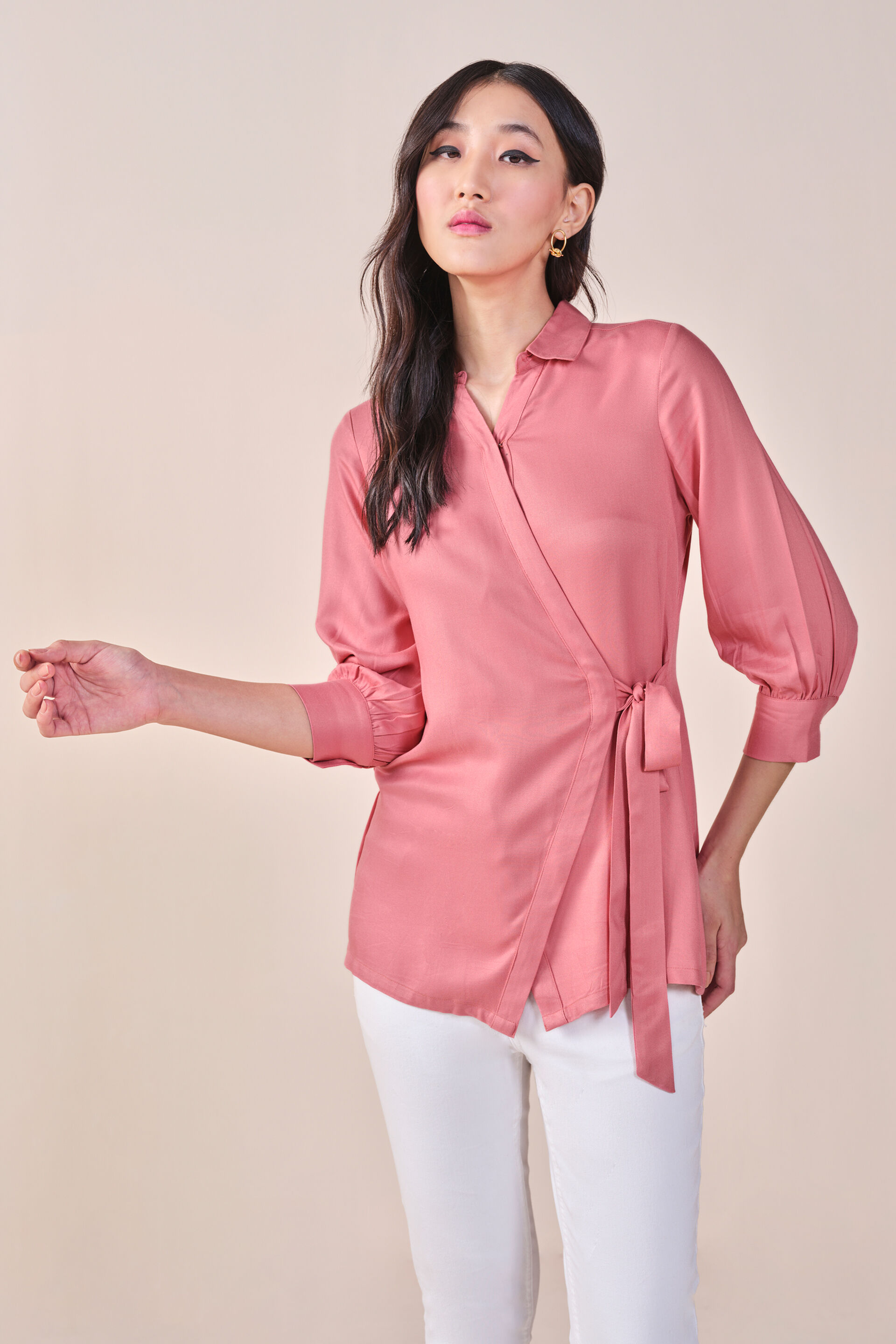 It'S A Wrap Viscose Shirt, Light Pink, image 4