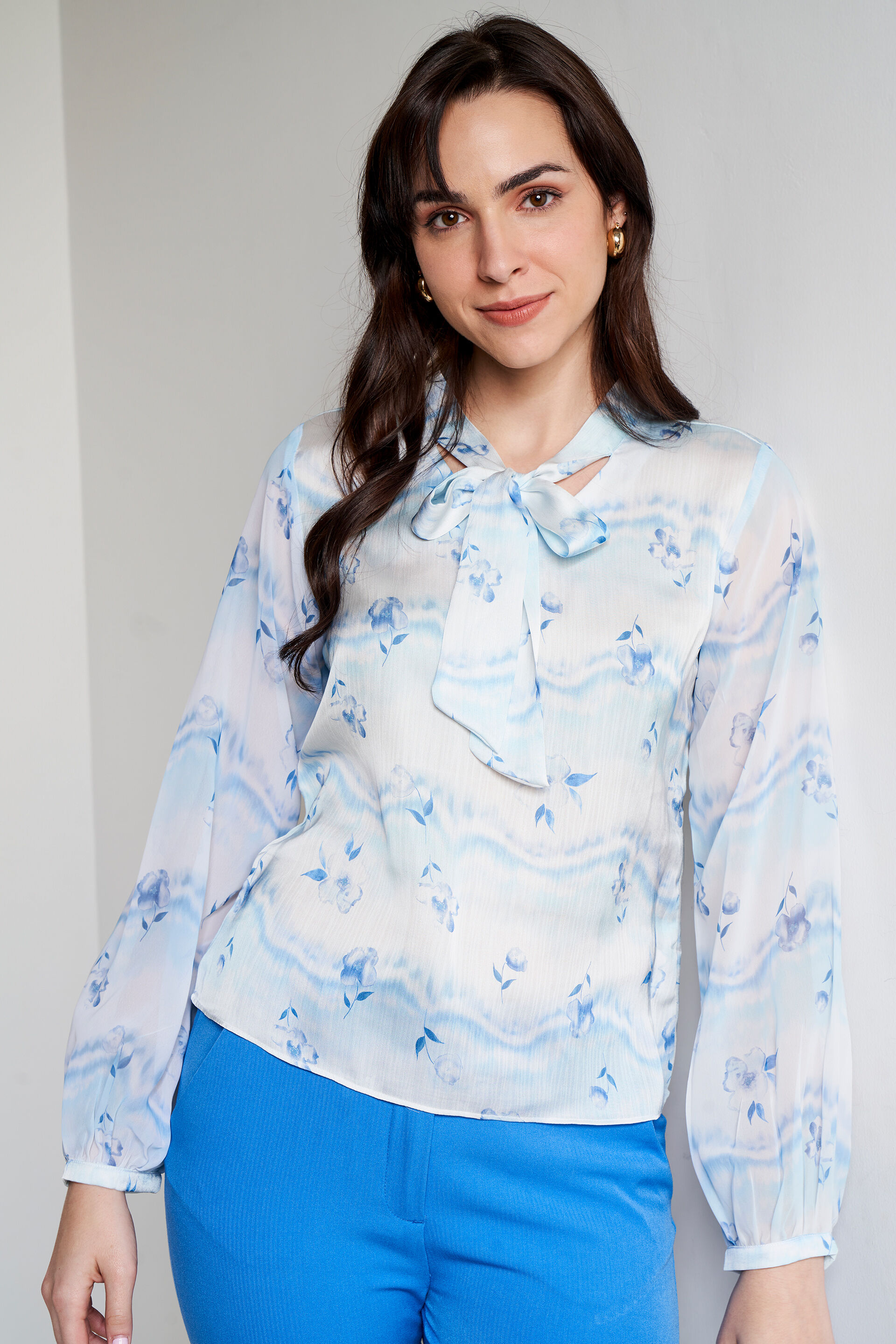 Blue Tie-Up Top, Blue, image 1