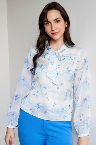 Blue Tie-Up Top, Blue, image 1