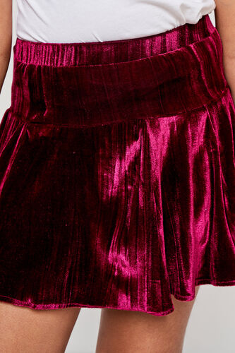 Burgundy Solid Flounce Skirt, Burgundy, image 4