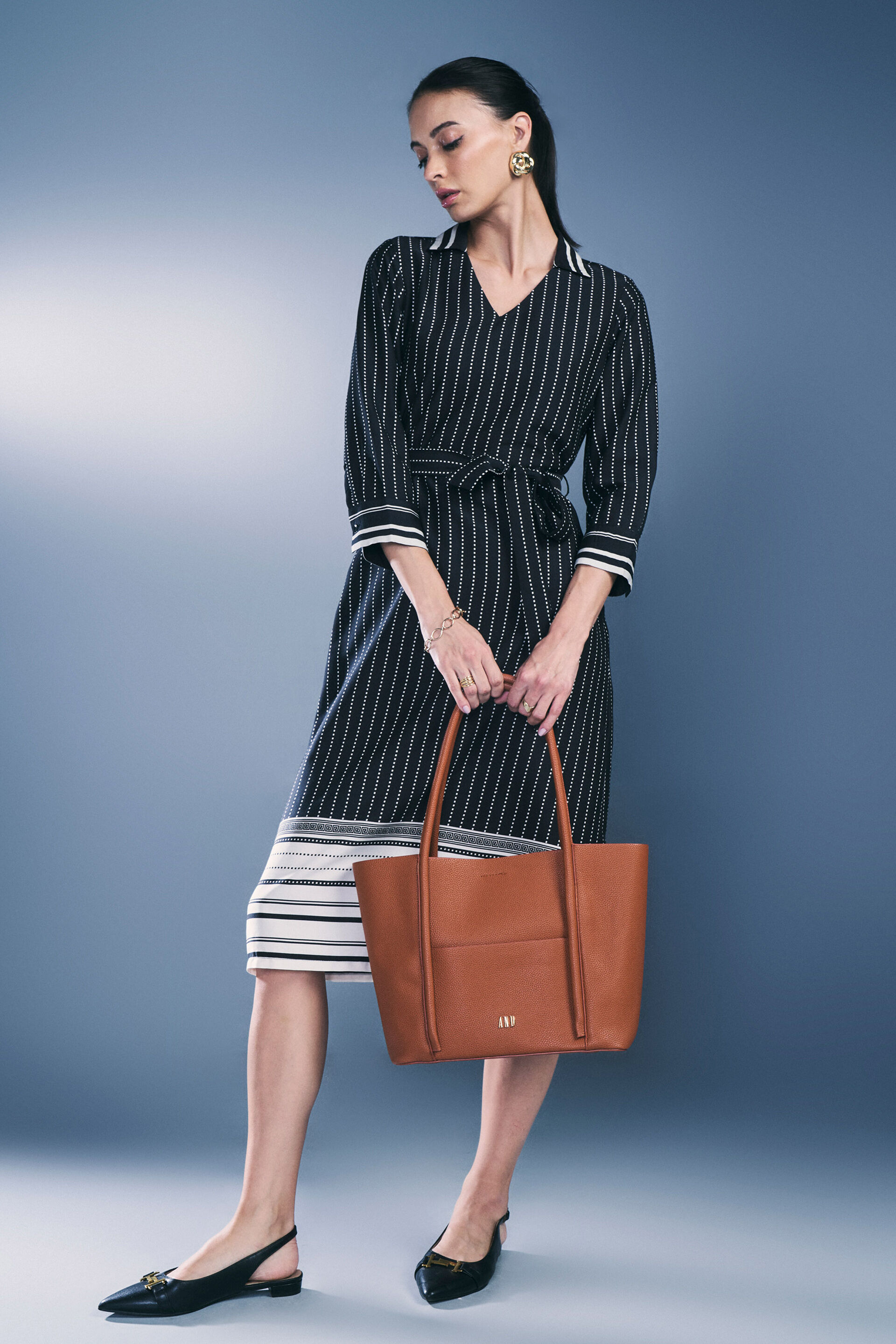 Stripe City Dress, Black, image 2