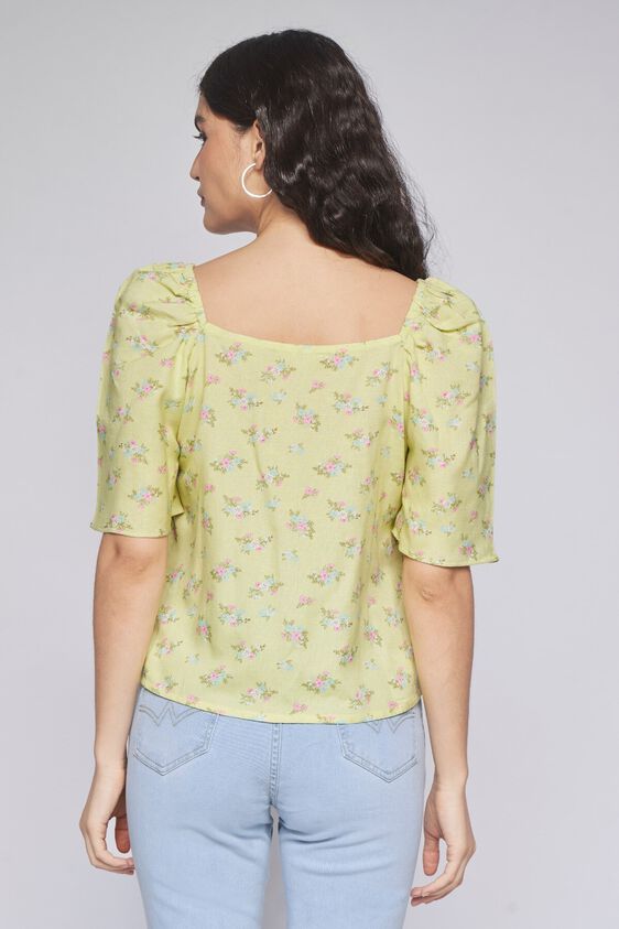 4 - Lime Green Floral Straight Top, image 4