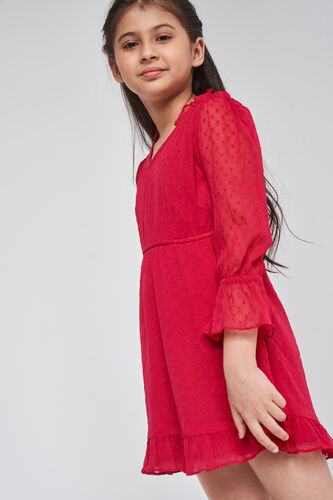 Red Solid Flared Dress, Red, image 6