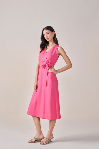 Bougainvillea Viscose Linen Blend Dress, Pink, image 3