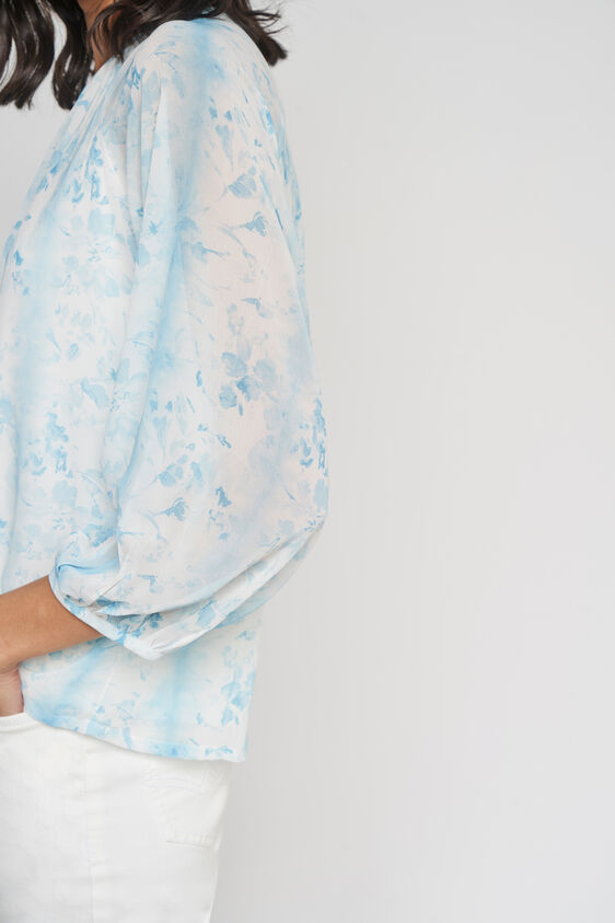 Sky Blue Regular Length Curved A-Line Top, Sky Blue, image 6