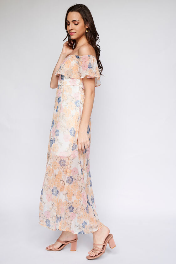 Multi Floral Flared Gown, Multi Color, image 3