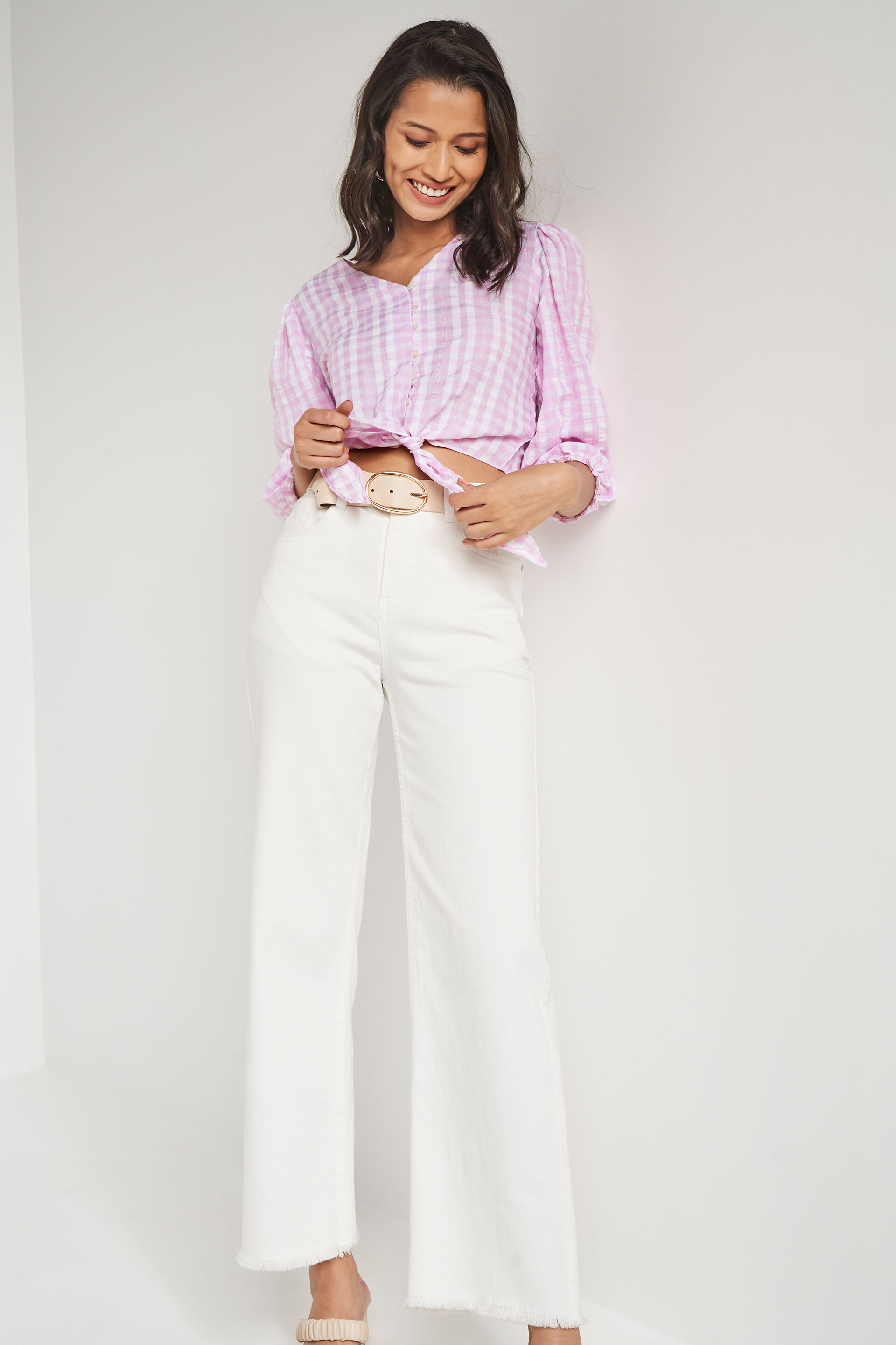 Pink And White Regular Length Straight Straight Top, Pink, image 2