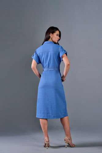 Blue Hue Viscose Blend Shirt Dress, Blue, image 5