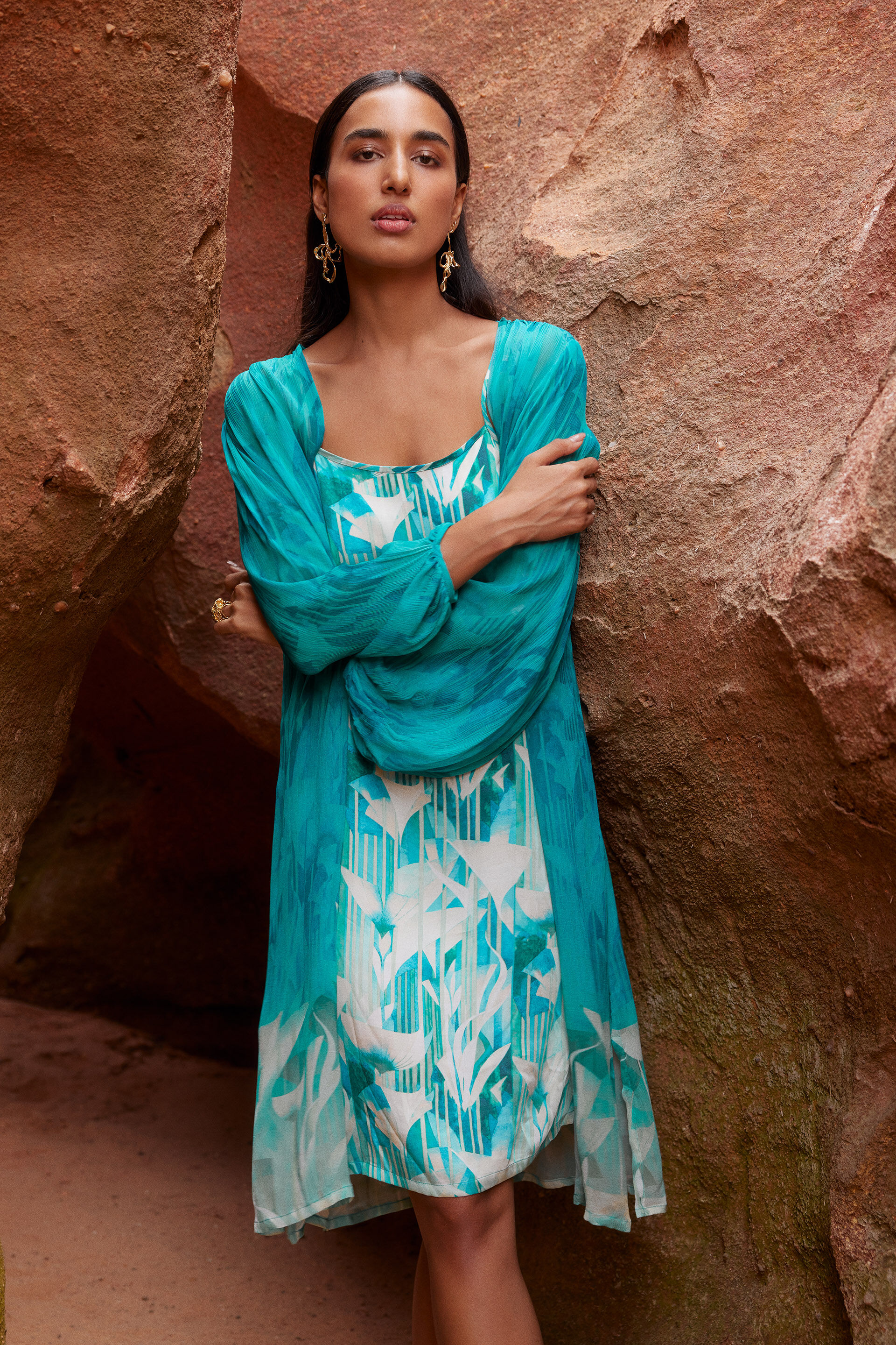 Seadrae Shrug Set, Aqua, image 2