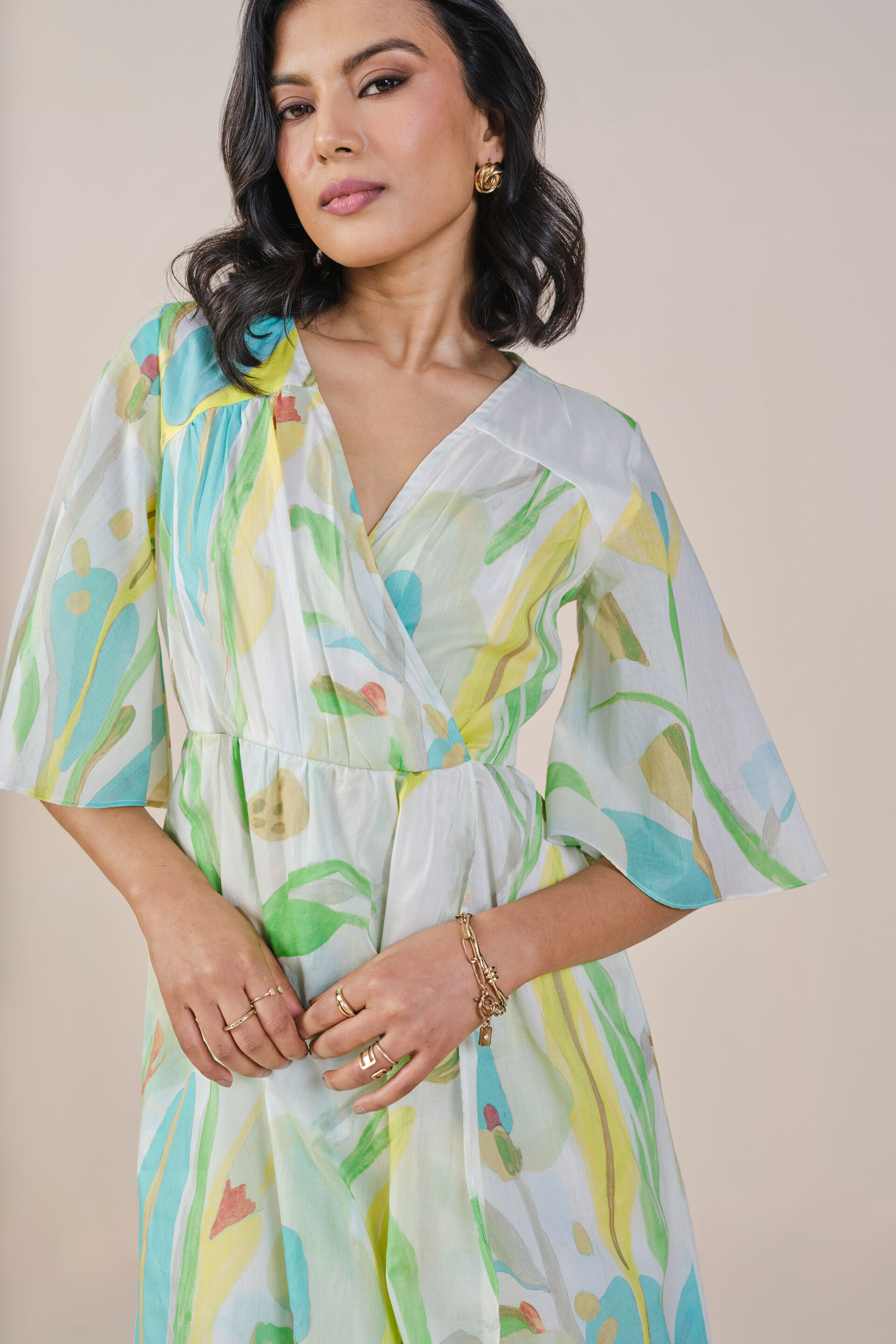 Florallista Dress, Green, image 4