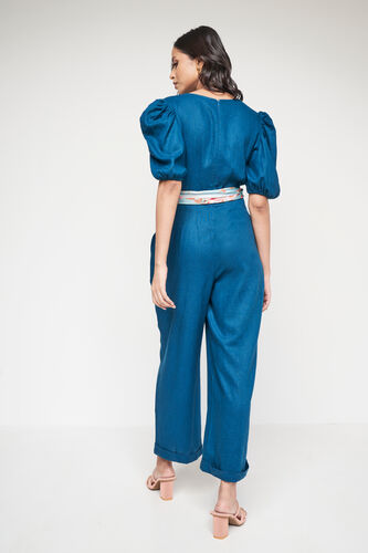 Teal Solid Straight Jumpsuit, Teal, image 3
