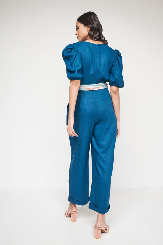 Teal Solid Straight Jumpsuit, Teal, image 3