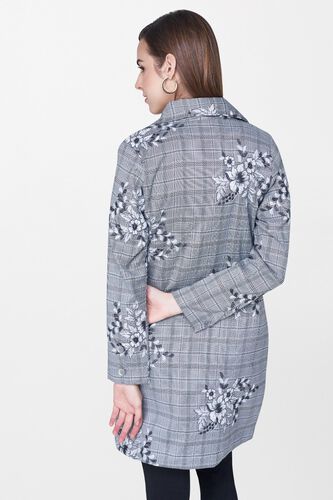 2 - Light Grey Floral Lapel Collar Overcoat Jacket, image 2
