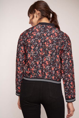 Black Floral Straight Jacket, Black, image 4