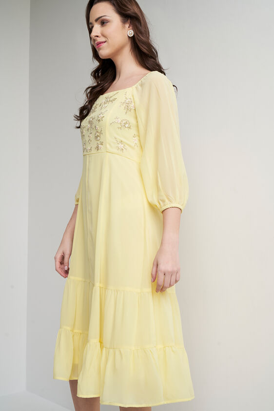 Yellow Floral Straight Dress, Yellow, image 4