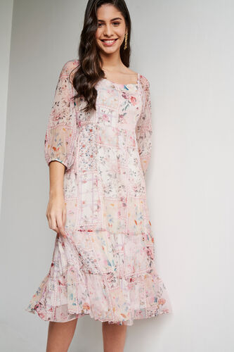 Multi Floral Print Fit And Flare Midi Dress, Multi Color, image 2