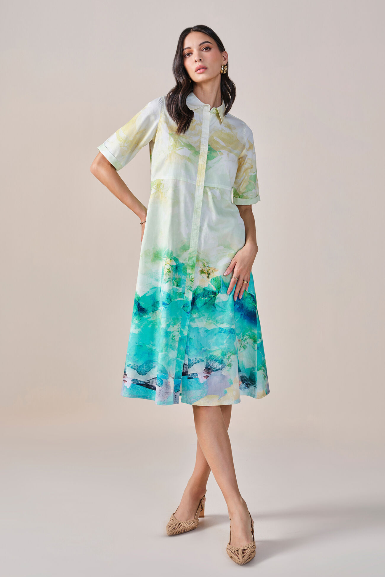 Ocean Rhythm Cotton Dress, Multi Color, image 2