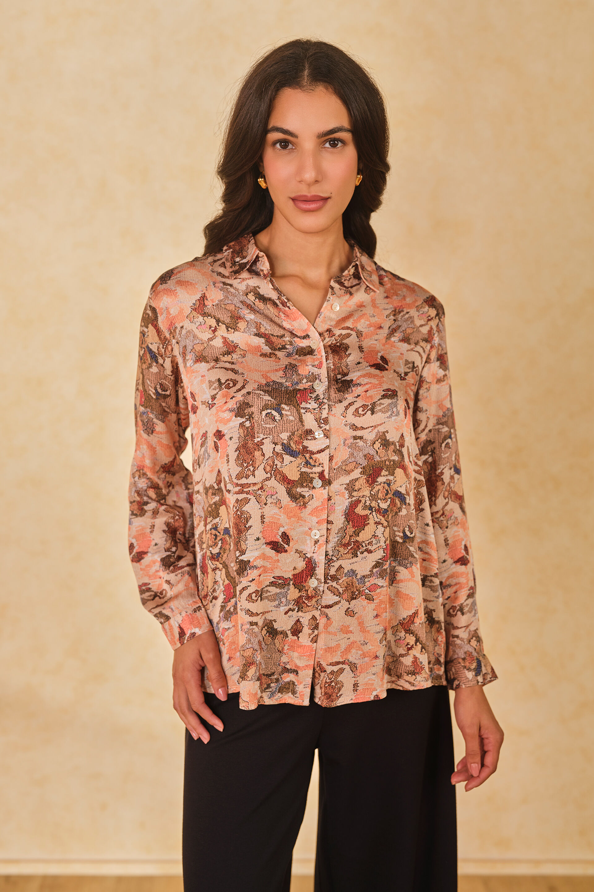 Golden Symphony Viscose Shirt, Multi Color, image 1