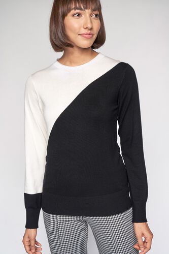 3 - Black and White Colorblocked Sweater Top, image 3