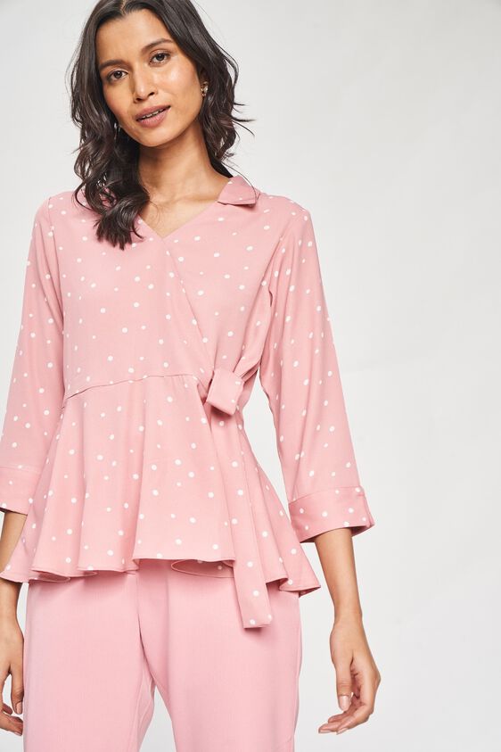 5 - Peach Solid Peplum Top, image 5