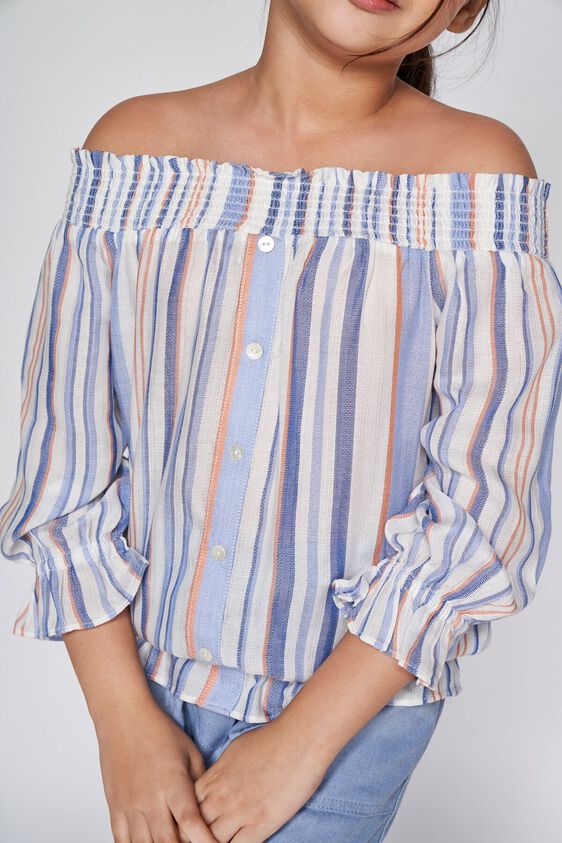 8 - White/Blue Stripes Straight Top, image 8