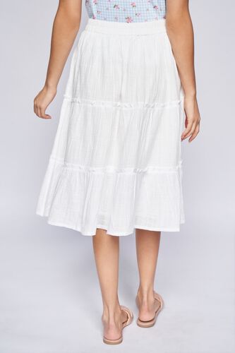 4 - White Solid Fit & Flare Skirt, image 4