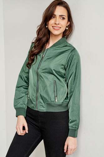 Green Solid Straight Jacket, Green, image 3