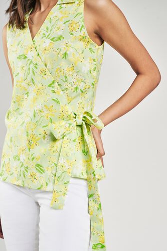 5 - Lime Floral Printed Fit And Flare Top, image 5
