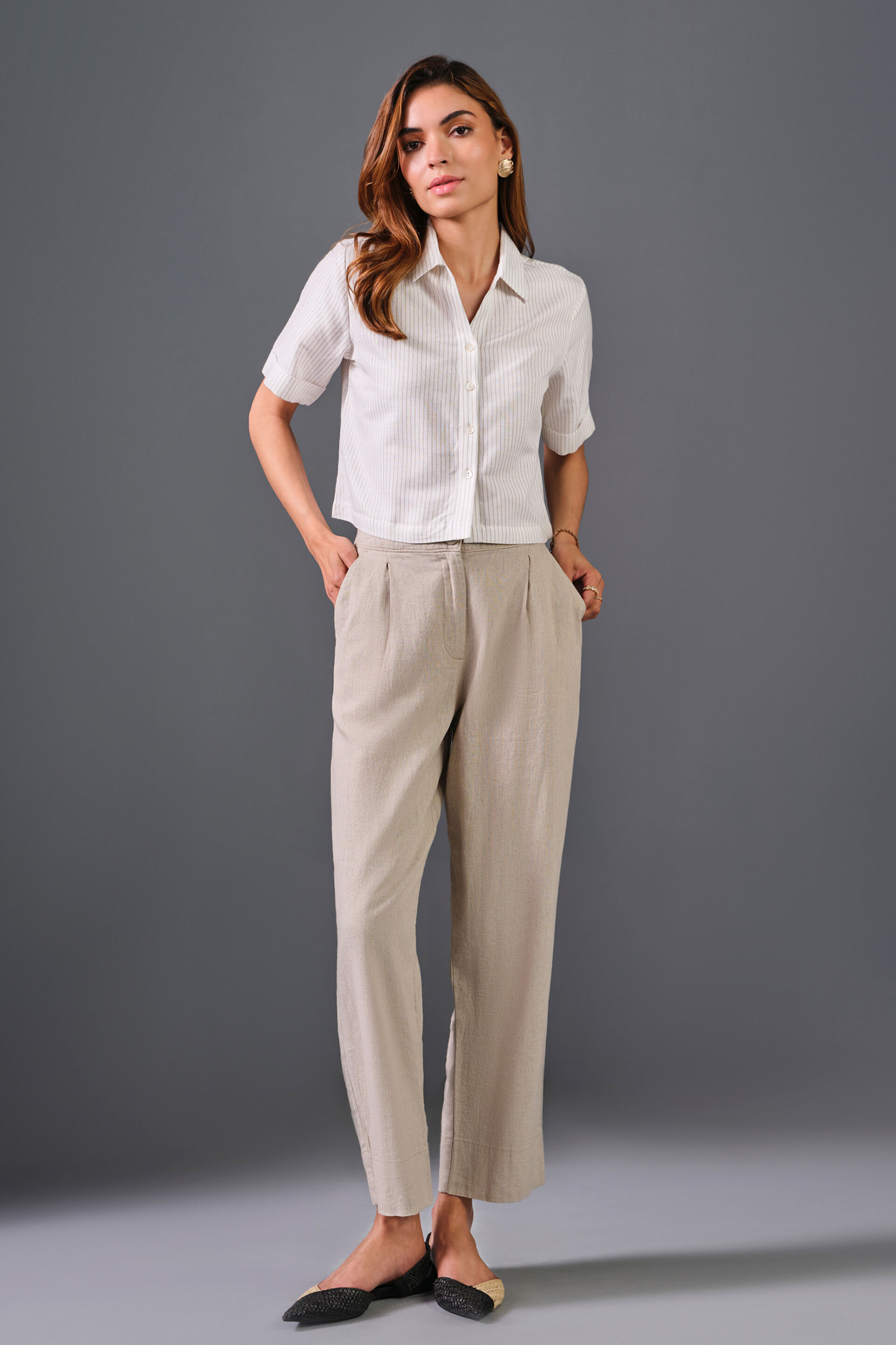 Timeless White Cotton Shirt, Beige, image 2