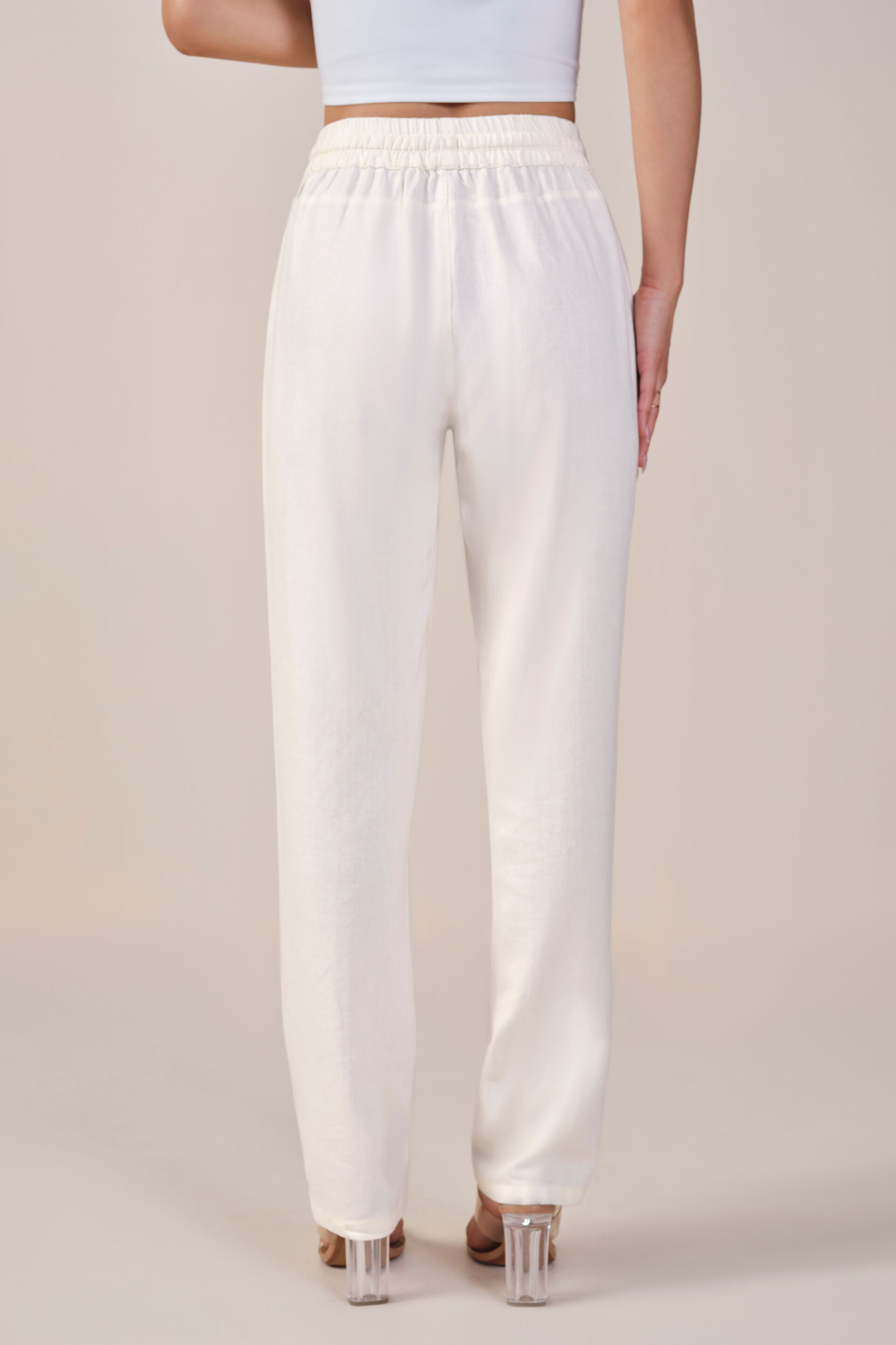 Summertime Viscose Blend Pants, White, image 4