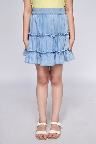 2 - Light Blue Solid Flared Skirt, image 2