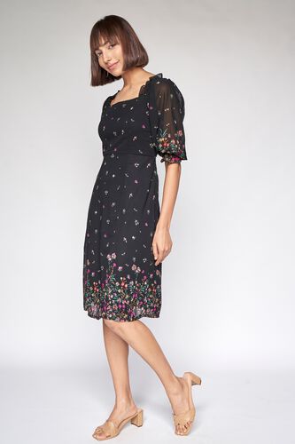 5 - Black Floral Fit and Flare Dress, image 5