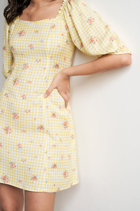 Yellow Floral Straight Dress, Yellow, image 5