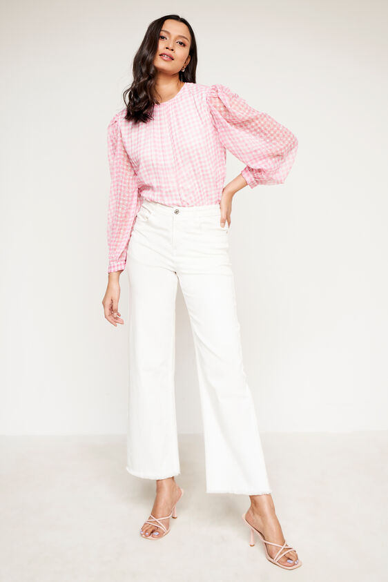 Pink Checks Straight Top, Pink, image 2