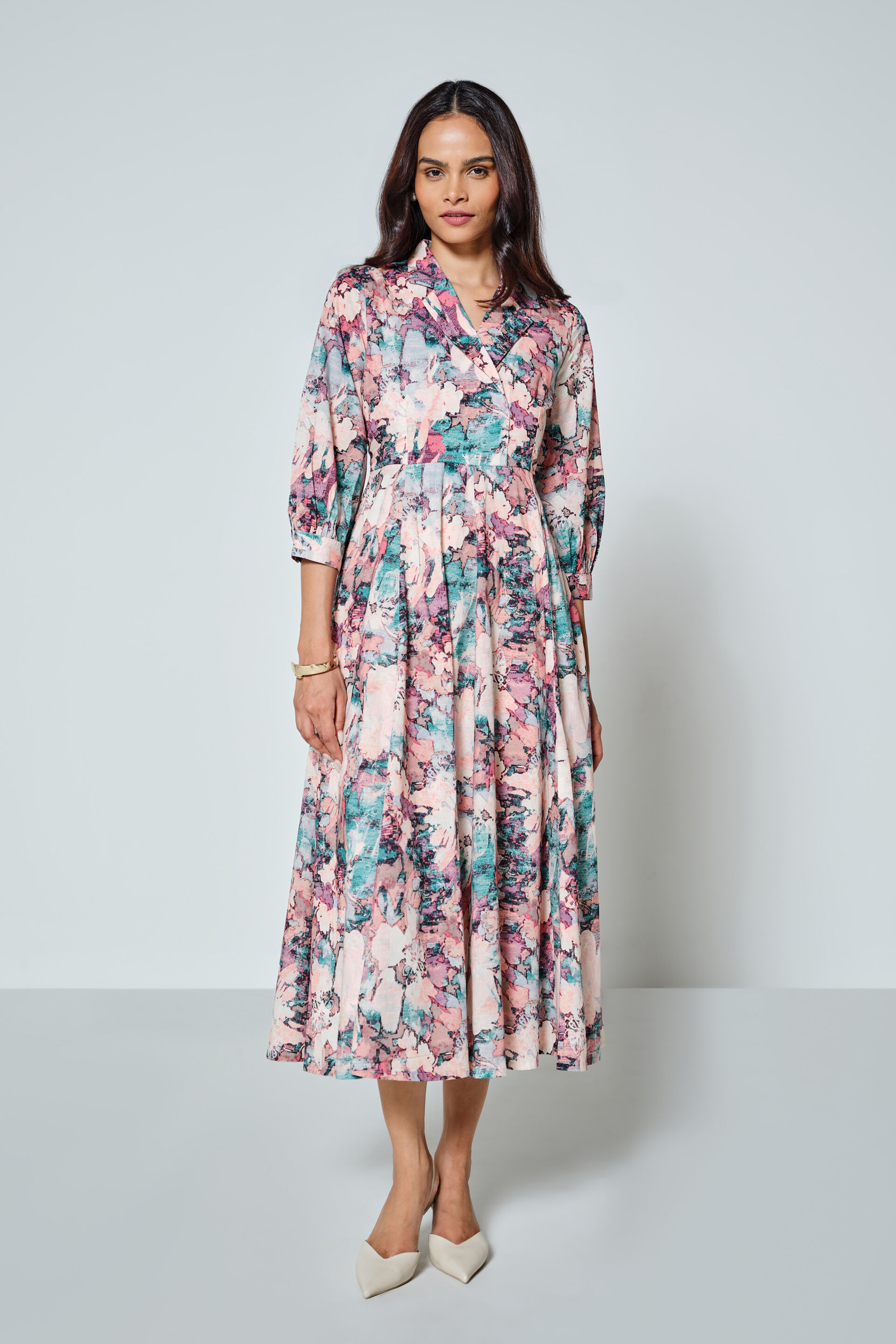 chinese dress ladies Buy Women's Long Floral Dress With Balloon Sleeves Online in India
