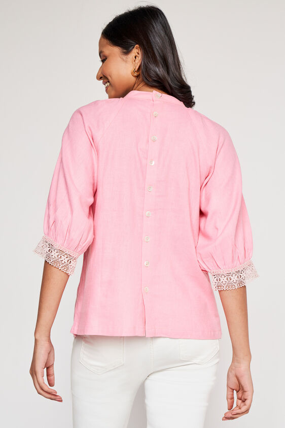 Pink Solid Straight Top, Pink, image 2