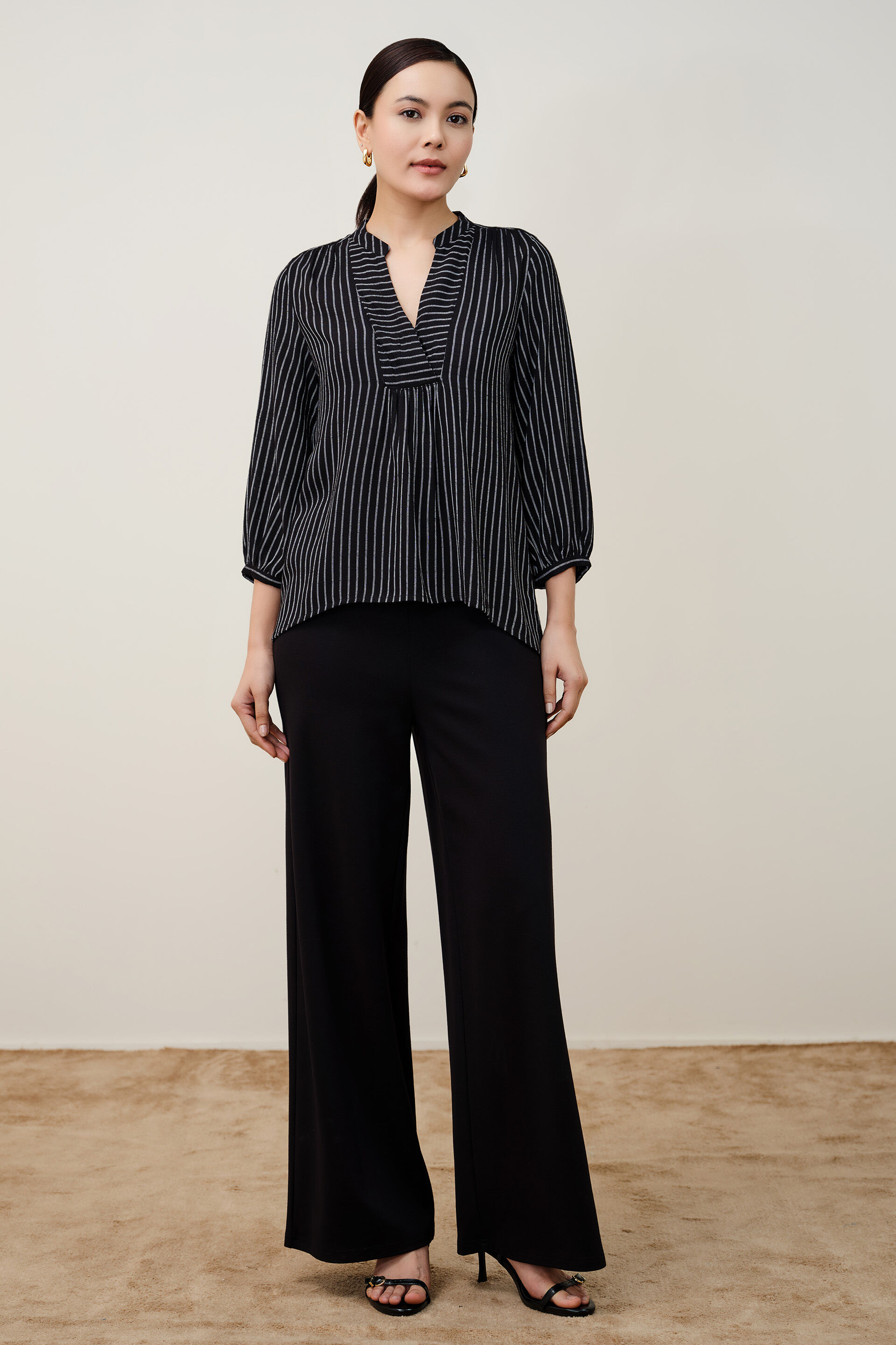 S&eacute;la Striped Black Top, Black, image 4