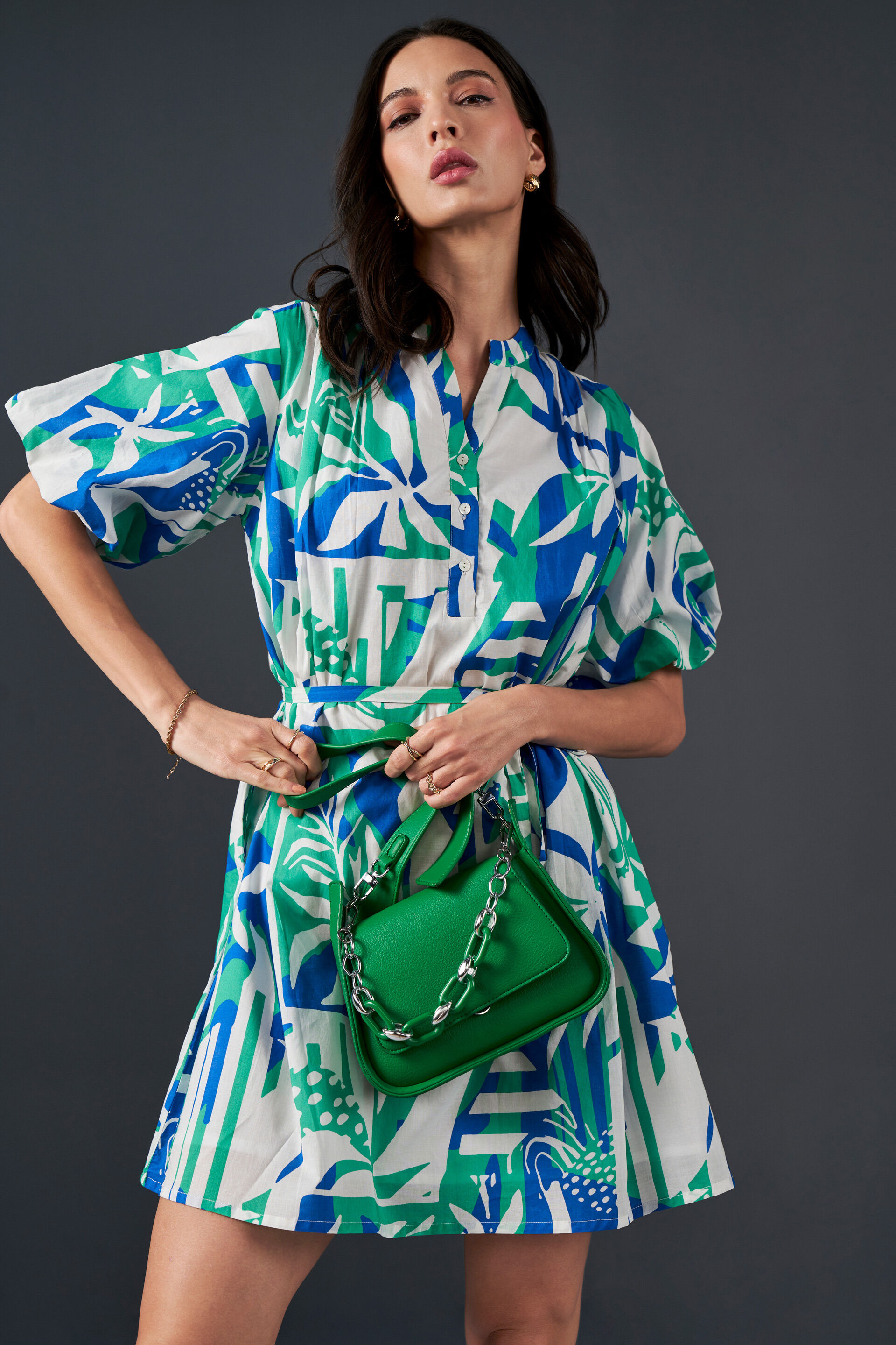 Meadows Cotton Dress, Blue, image 2