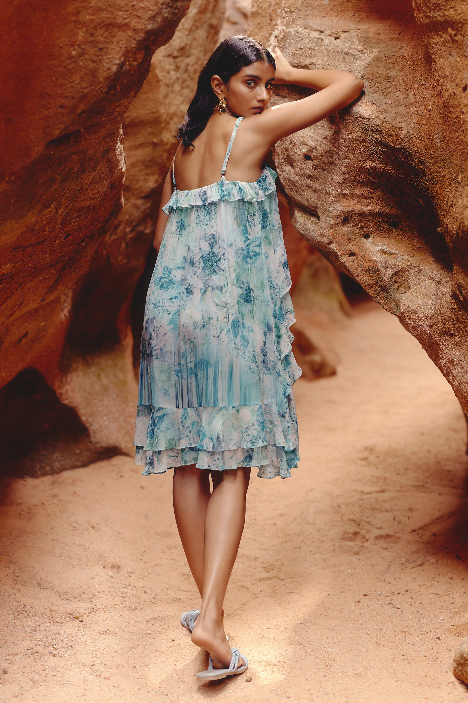 Lagon Ruffle Dress, Blue, image 5